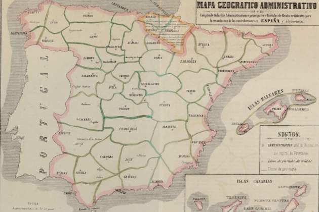 Mapa de la división provincial (1852). Fuente Instituto Cartografic de Catalunya Mapa de la división provincial (1852). Fuente Instituto Cartografic de Catalunya