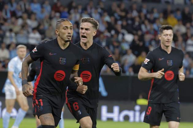Gavi celebrant el gol de Raphinha en el Celta-Barça / Foto: EFE Gavi celebrant el gol de Raphinha en el Celta-Barça / Foto: EFE