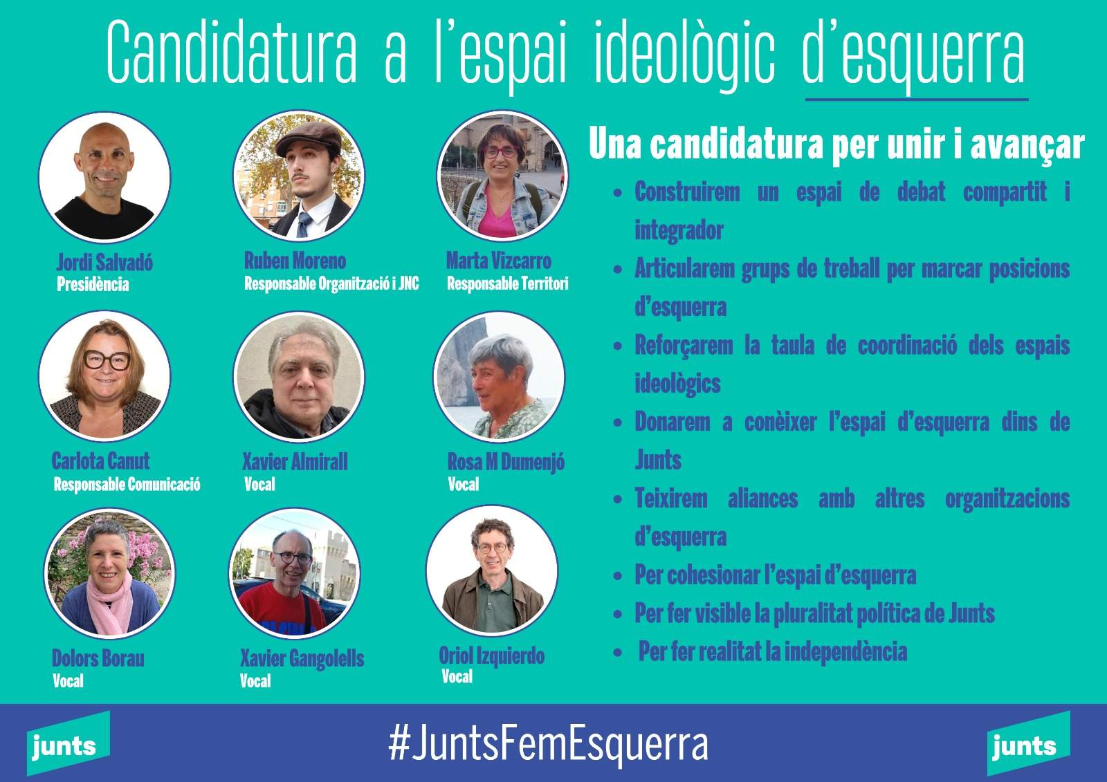 Candidatura liderada per Jordi Salvadó en el corrent d'esquerres de Junts Candidatura liderada per Jordi Salvadó en el corrent d'esquerres de Junts