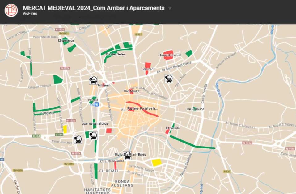 Mercado medieval de Vic 2024 Mapa parkings Mercado medieval de Vic 2024 Mapa parkings
