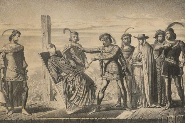 Representación moderna de la Farsa de Ávila (1862). Fuente: Historia de la Villa y Corte Representación moderna de la Farsa de Ávila (1862). Fuente: Historia de la Villa y Corte