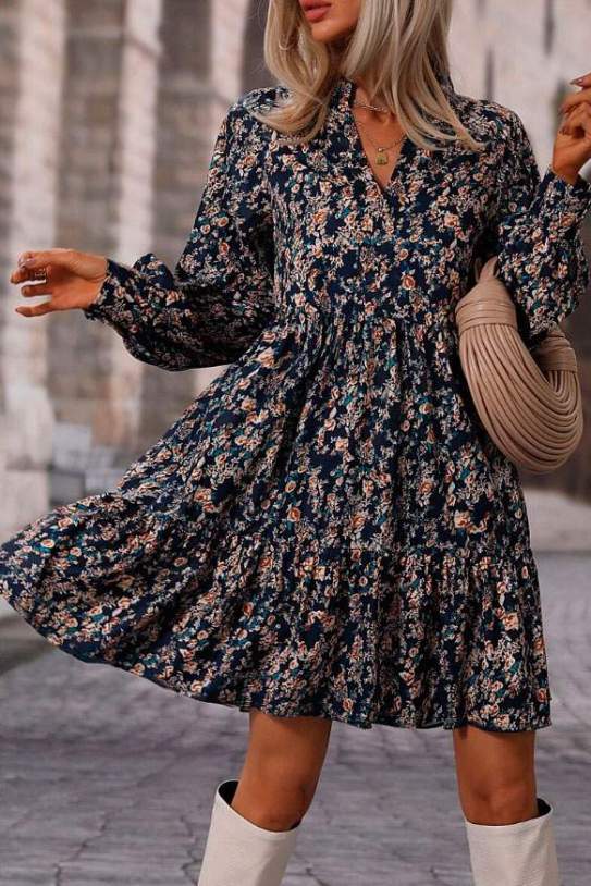 Vestit amb estampat floral de màniga|manga|mànega bisbe baix amb frunziment SHEIN LUNE 1 Vestit amb estampat floral de màniga|manga|mànega bisbe baix amb frunziment SHEIN LUNE 1