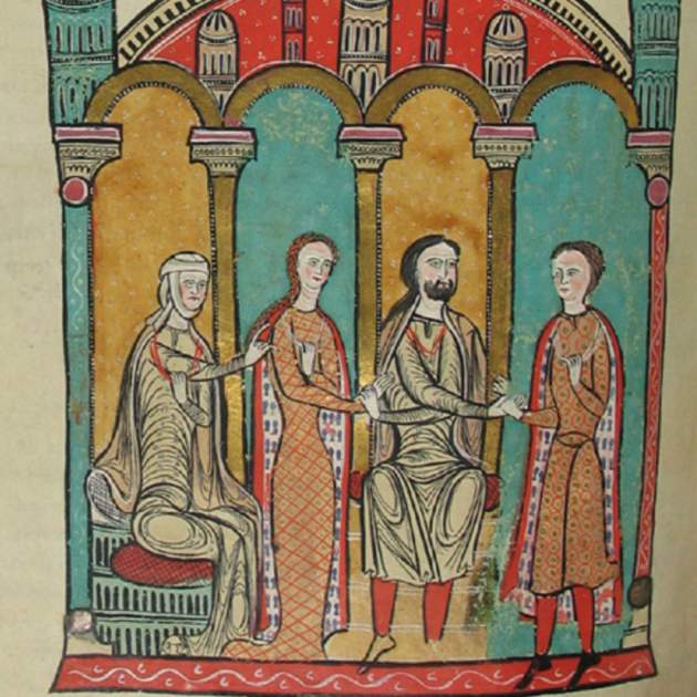 Miniatura medieval que representa la familia Trencavell de Carcasona, aliados del Casal de Barcelona. Fuente Archivo de la Corona de Aragón Miniatura medieval que representa la familia Trencavell de Carcasona, aliados del Casal de Barcelona. Fuente Archivo de la Corona de Aragón