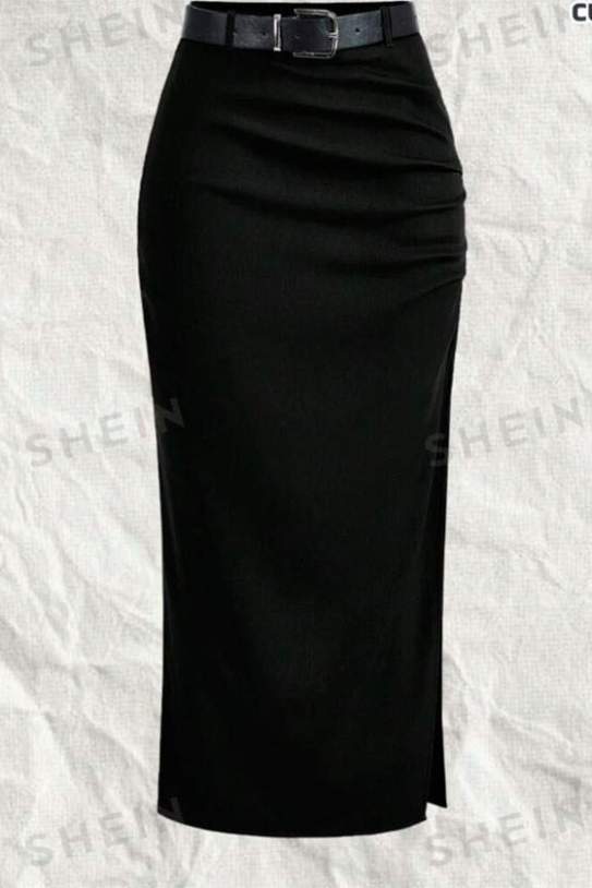 Falda Larga De Punto Negra SHEIN EZwear 2 Falda Larga De Punto Negra SHEIN EZwear 2