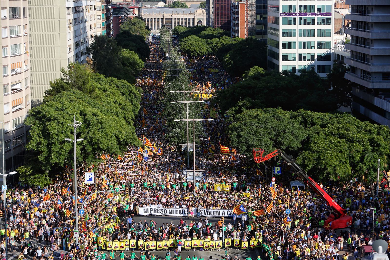 Fort to reivindicatiu a la manifestació a favor dels presos polítics i exiliats