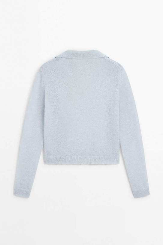 Jersey punto cuello polo con alpaca Jersey punto cuello polo con alpaca