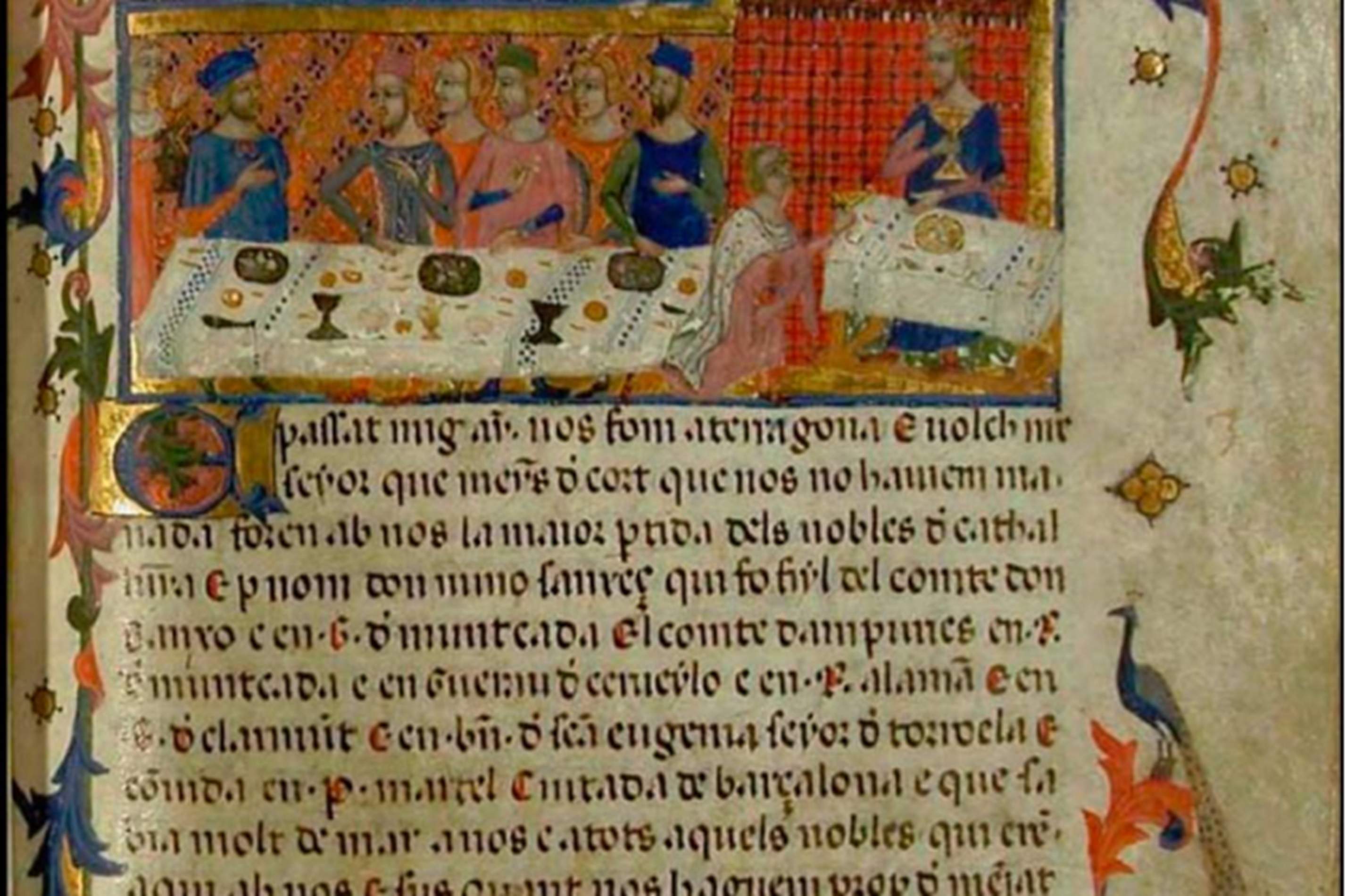 Negociación de la empresa conquistadora de Mallorca. Cenar en casa de Pere Martell. Fuente Biblioteca Nacional de Catalunya Negociación de la empresa conquistadora de Mallorca. Cenar en casa de Pere Martell. Fuente Biblioteca Nacional de Catalunya