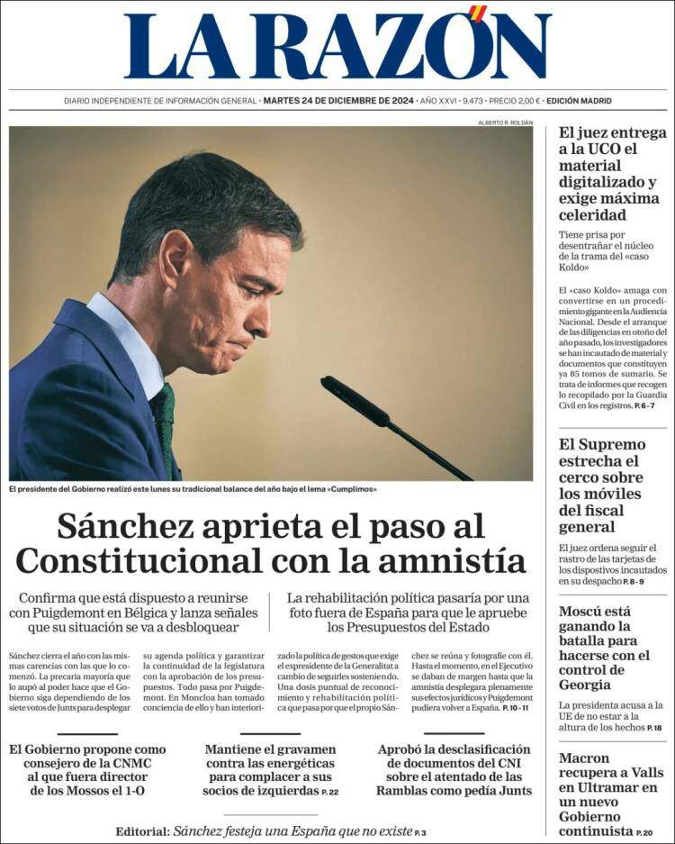 Portada 'La Razón' Portada 'La Razón'