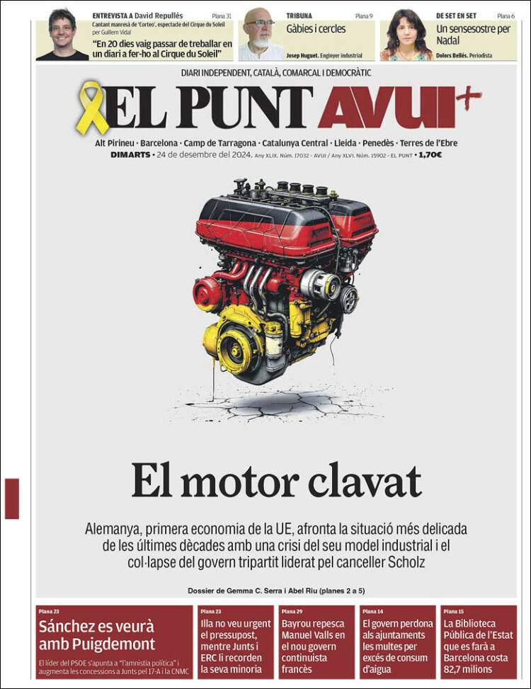 Portada 'El Punt Avui' Portada 'El Punt Avui'