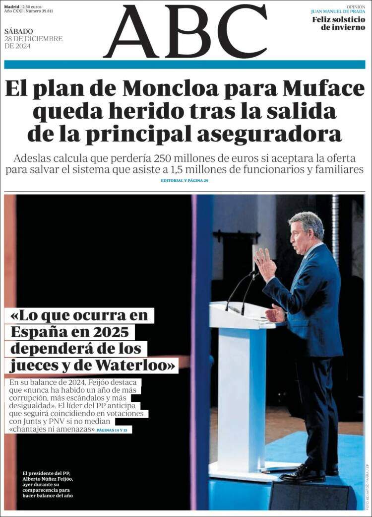 Portada ABC 28 desembre Portada ABC 28 desembre