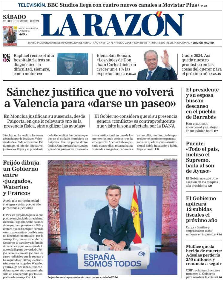 Portada La Razon 28 desembre Portada La Razon 28 desembre