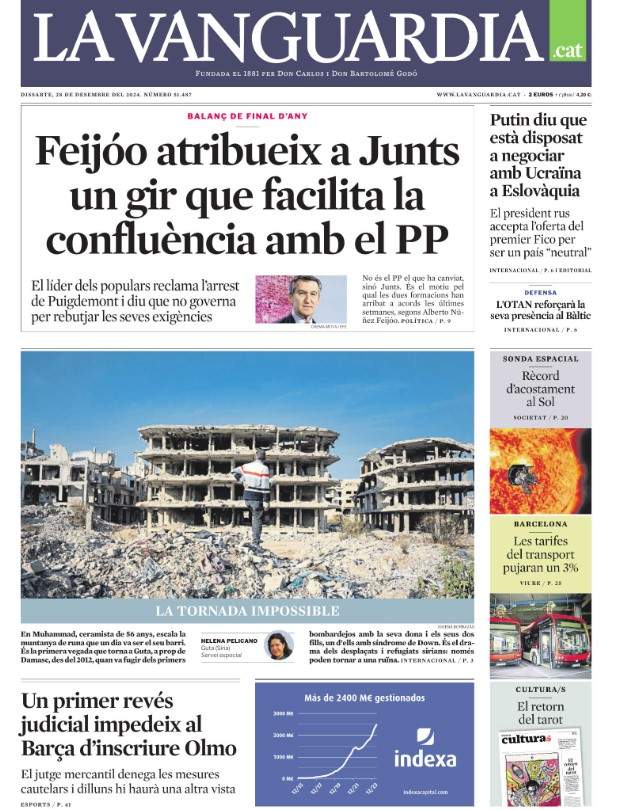 Portada La Vanguardia 28 desembre Portada La Vanguardia 28 desembre