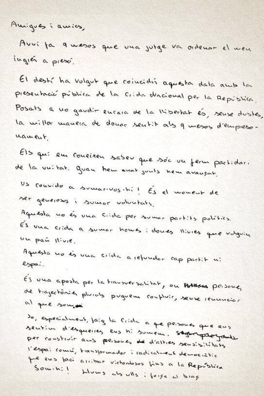 carta Jordi Sànchez