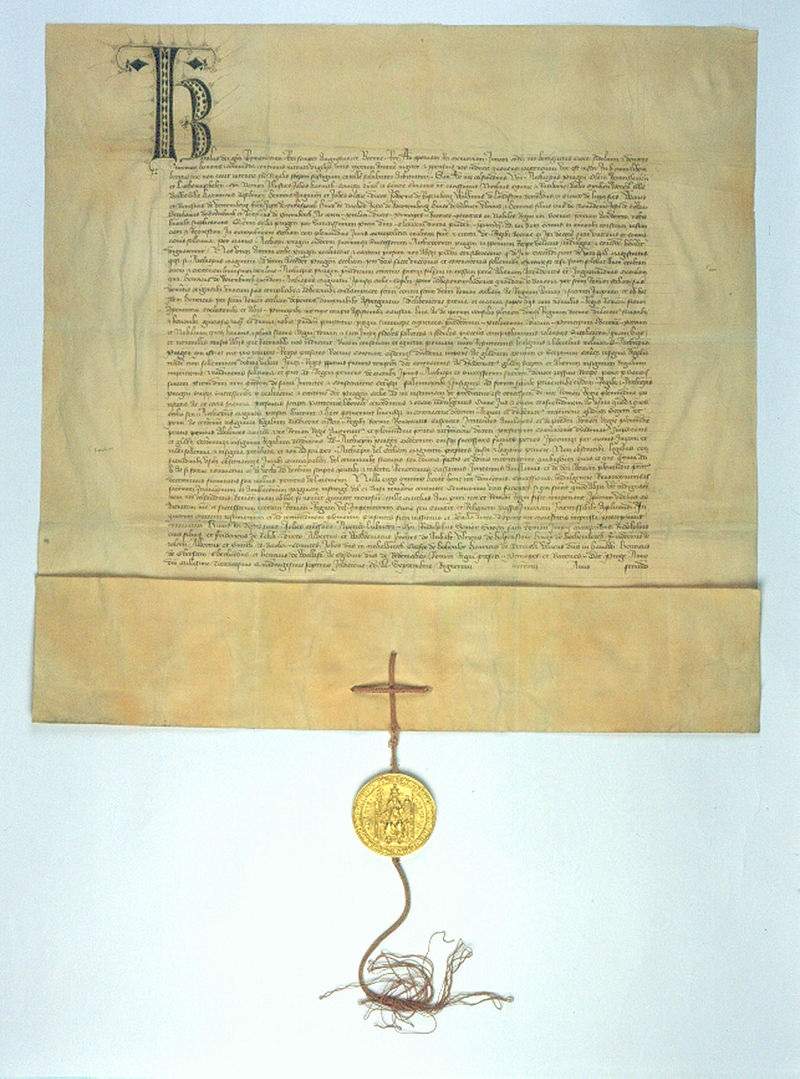 Documento original del Privilegium Minus. Fuente Ministerio de Cultura de la República Checa Documento original del Privilegium Minus. Fuente Ministerio de Cultura de la República Checa