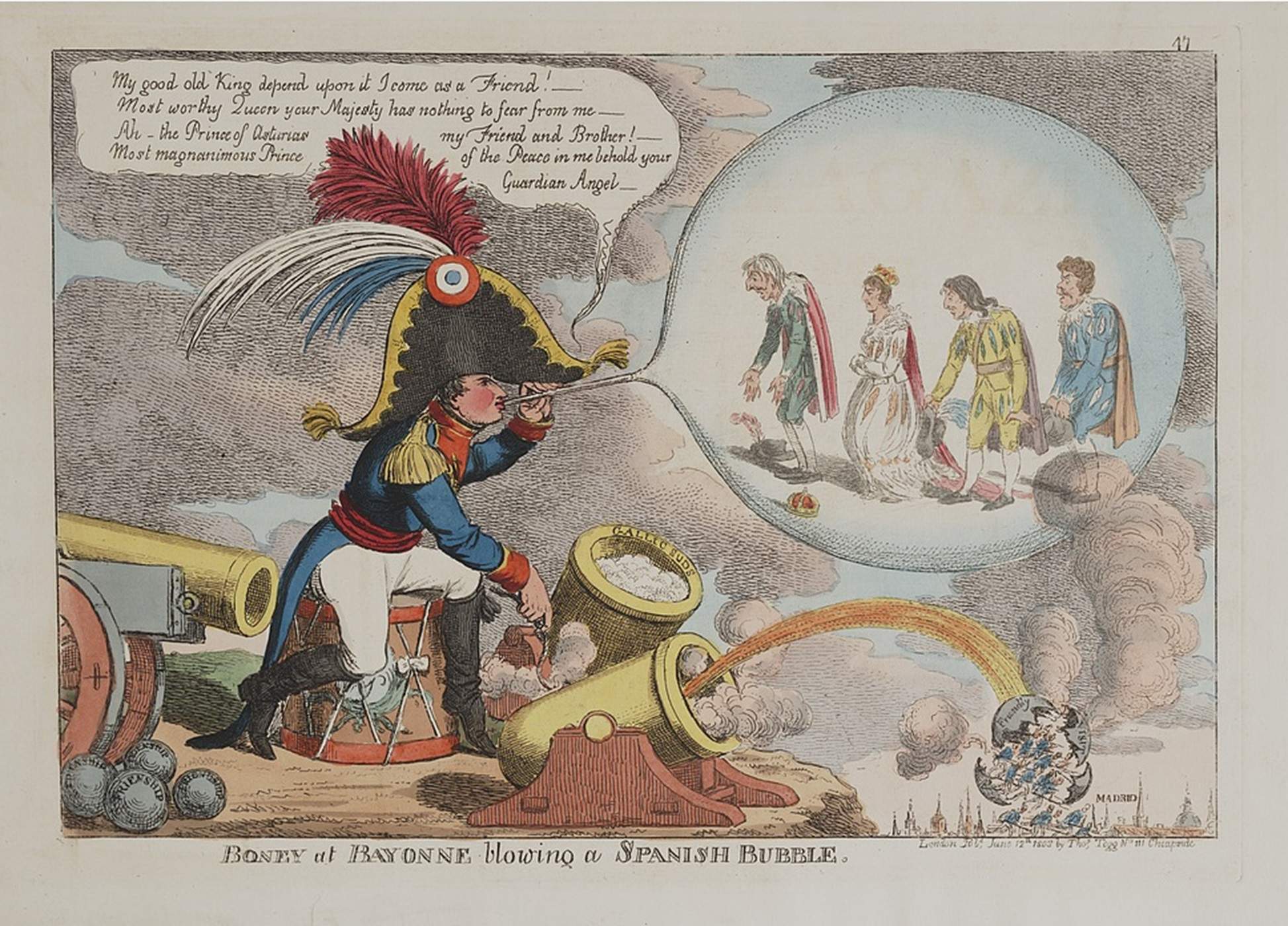 Caricatura inglesa de los Acuerdos de Bayona|Baiona (1808). Fuente Biblioteca del Congreso de los Estados Unidos Caricatura inglesa de los Acuerdos de Bayona|Baiona (1808). Fuente Biblioteca del Congreso de los Estados Unidos