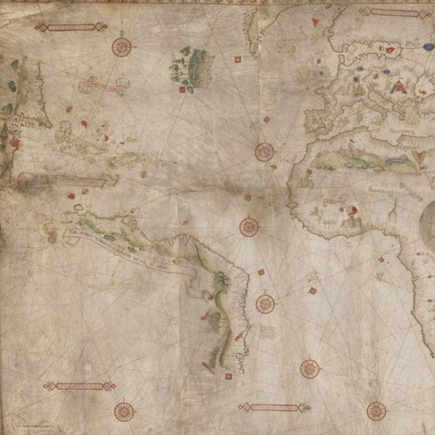 Carta marina de l'Atlàntic (1505). Font: Bibliothèque Nationale de France Carta marina de l'Atlàntic (1505). Font: Bibliothèque Nationale de France