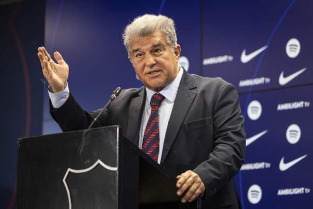 La rueda de prensa de Joan Laporta sobre el caso Olmo / Foto: Montse Giralt La rueda de prensa de Joan Laporta sobre el caso Olmo / Foto: Montse Giralt