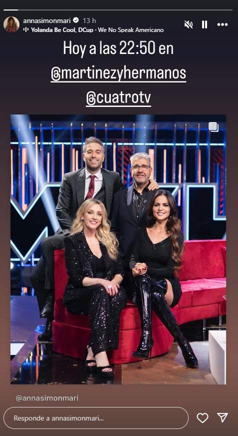 Anna Simón en Mediaset, ayer, Instagram Anna Simón en Mediaset, ayer, Instagram