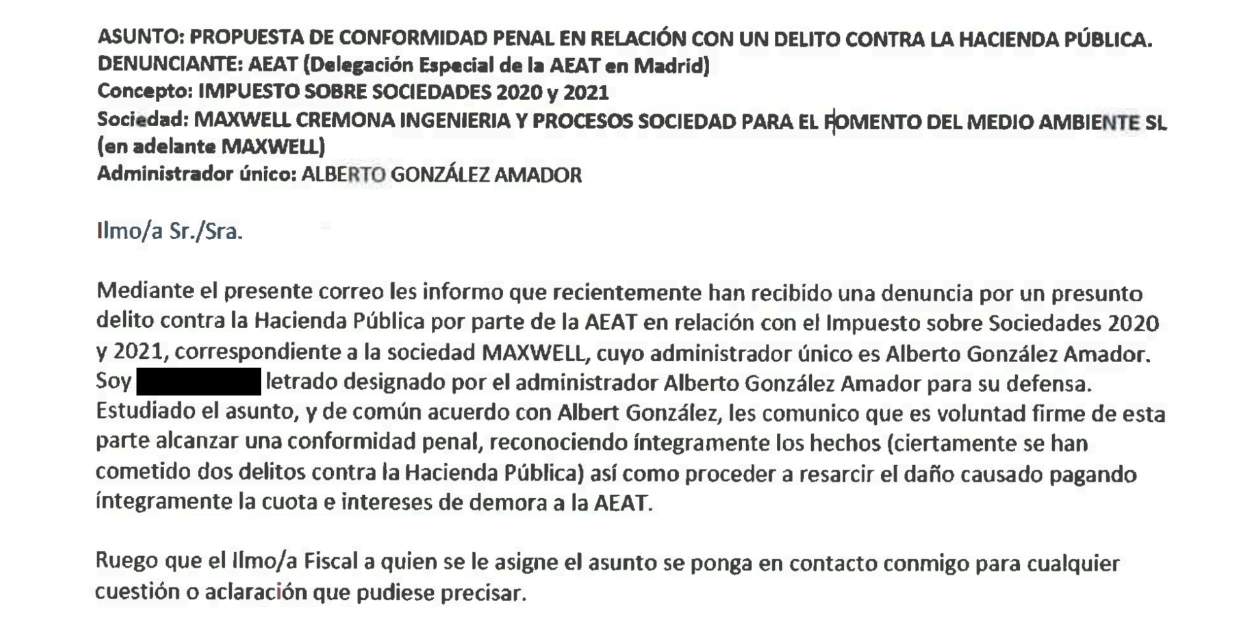 Correo del abogado de González Amador Correo del abogado de González Amador