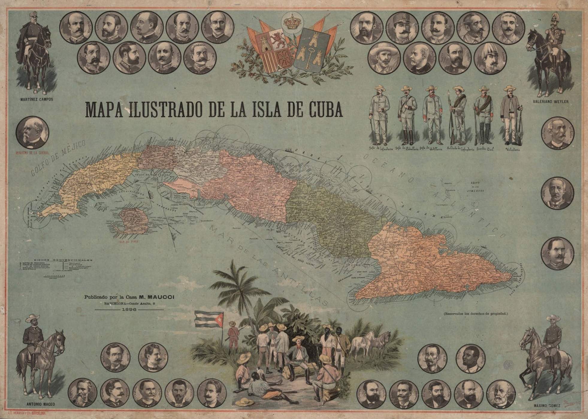 Mapa ilustrado de la Tercera Guerra de Cuba (1896). Fuente Cartoteca de Catalunya Mapa ilustrado de la Tercera Guerra de Cuba (1896). Fuente Cartoteca de Catalunya