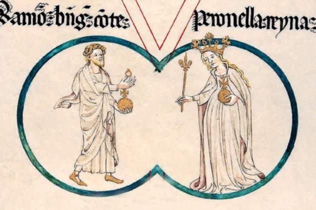 Ramon Berenguer IV de Barcelona y Peronella de Aragón. Fuente Rollo Genealogic de Poblet (1) Ramon Berenguer IV de Barcelona y Peronella de Aragón. Fuente Rollo Genealogic de Poblet (1)