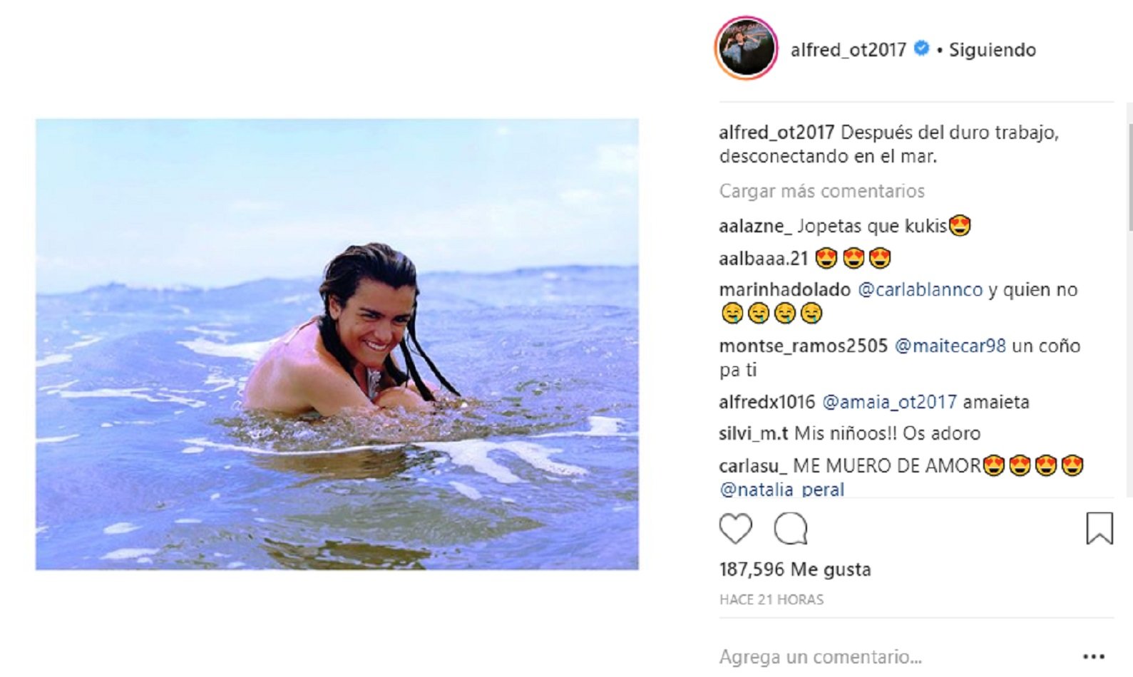 amaia y alfred playa 2 instagram