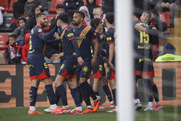 El Girona celebra el gol contra el Rayo Vallecano / Foto: EFE El Girona celebra el gol contra el Rayo Vallecano / Foto: EFE