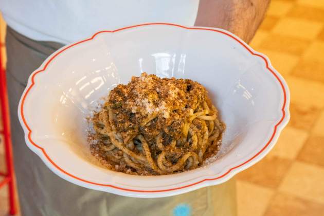 La pasta con le sarde, estrella del Mizzica / Foto: Marta Garreta La pasta con le sarde, estrella del Mizzica / Foto: Marta Garreta