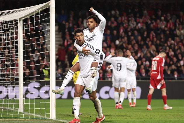 Rodrygo Bellingham celebren gol Brest Rodrygo Bellingham celebren gol Brest