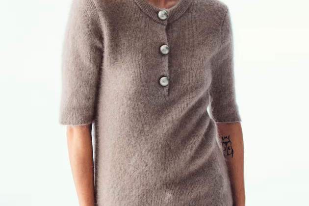 Top en mezcla de mohair con botones de diseño1 Top en mezcla de mohair con botones de diseño1