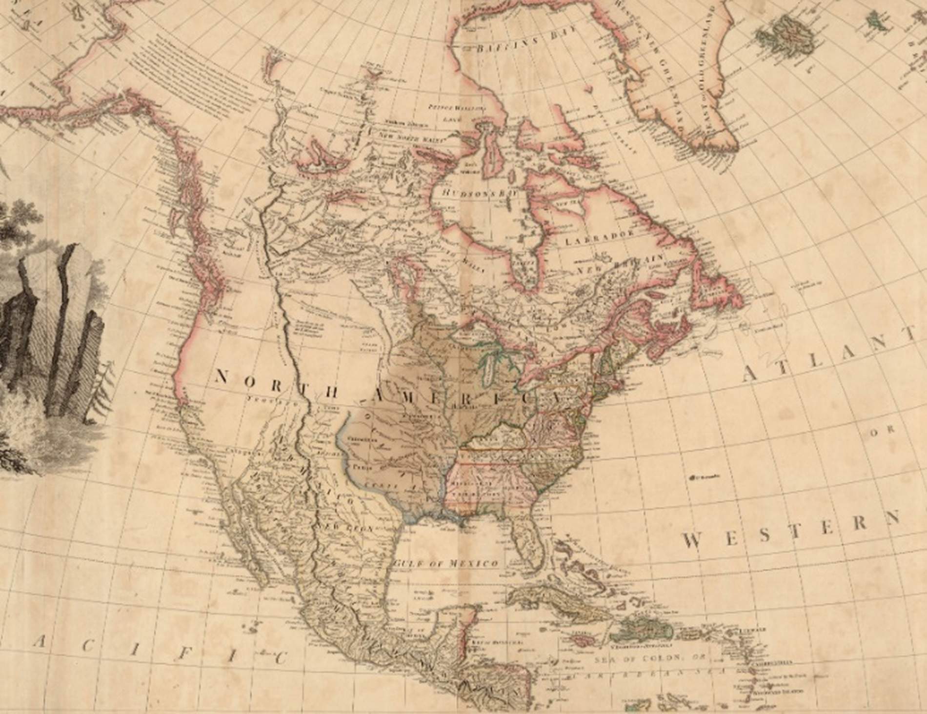 Mapa del continente norte americano (finales del siglo XVIII). Fuente Cartoteca de Catalunya Mapa del continente norte americano (finales del siglo XVIII). Fuente Cartoteca de Catalunya