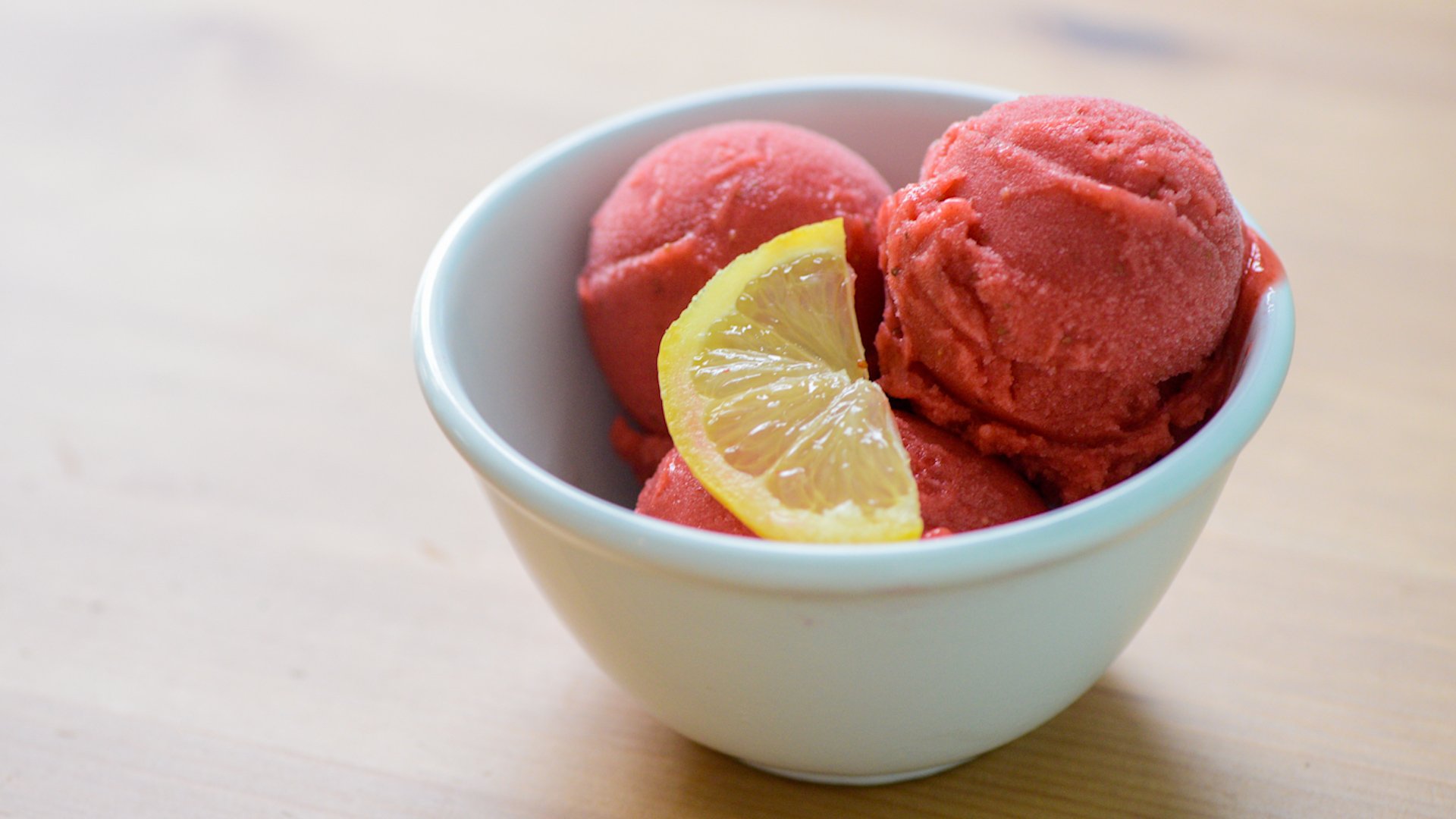 Mango and strawberry sorbets
