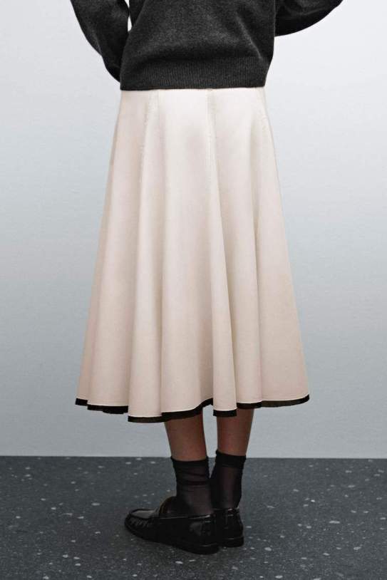Faldilla|Falda midi vol detall contrasti Faldilla|Falda midi vol detall contrasti