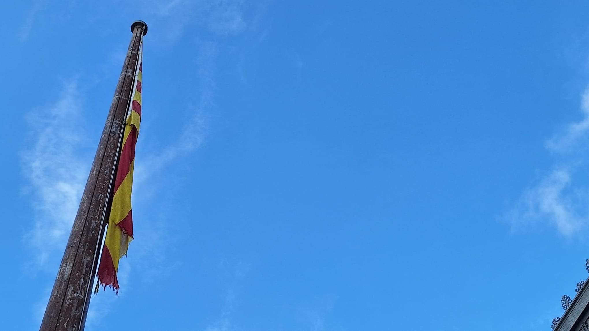 Así malvive la bandera del Born: deshilachada y con el asta deteriorada