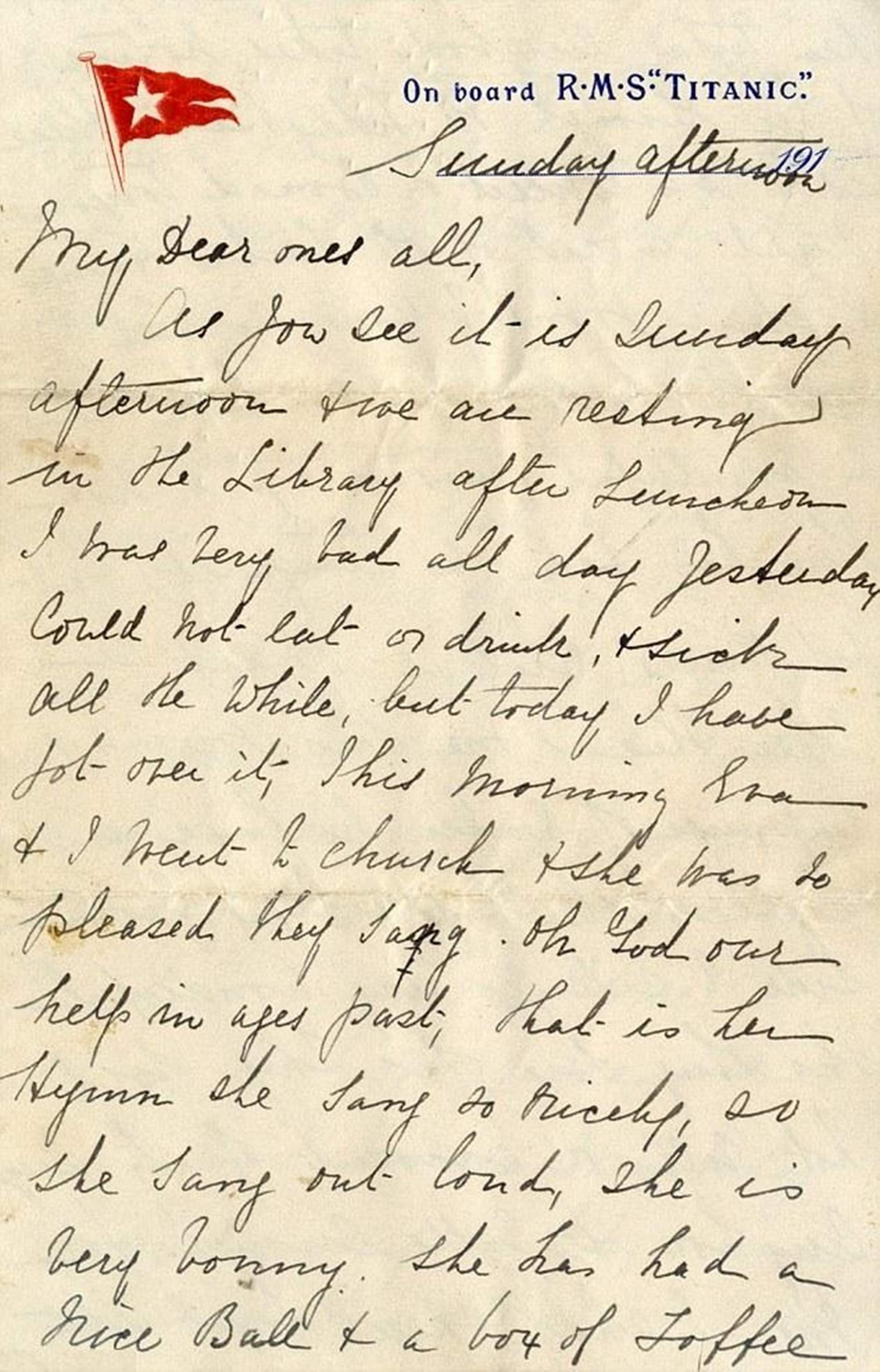 Mor Eva Hart, l'autora de l'última carta que es va escriure a bord del Titanic. La darrera carta. Font Wikimedia Commons Mor Eva Hart, l'autora de l'última carta que es va escriure a bord del Titanic. La darrera carta. Font Wikimedia Commons
