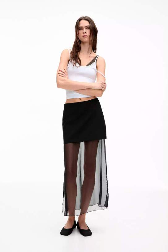 Faldilla|Falda midi organza1