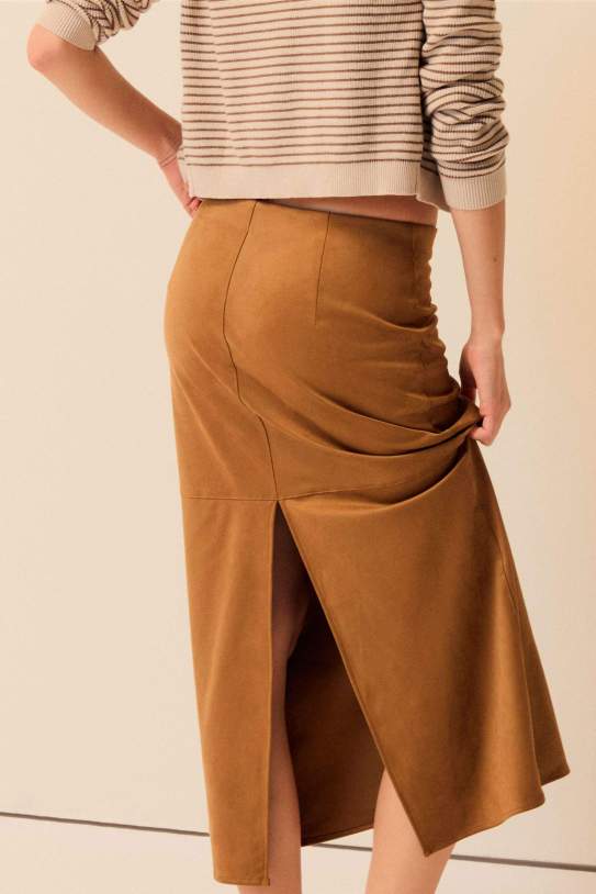 Falda midi efecto ante1 Falda midi efecto ante1