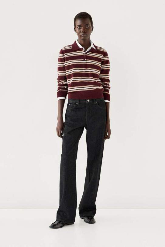 Jersey polo punto rayas 100% cashmere1