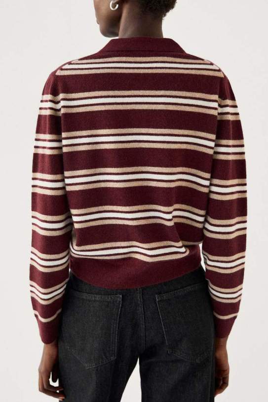 Jersey polo punto rayas 100% cashmere