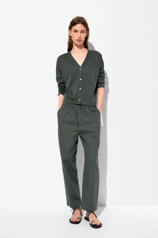 Pantalón de algodón con cordón ajustable1 Pantalón de algodón con cordón ajustable1