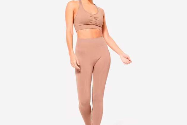 Leggings mujer negro sin costuras efecto push up DOMYOS1 Leggings mujer negro sin costuras efecto push up DOMYOS1