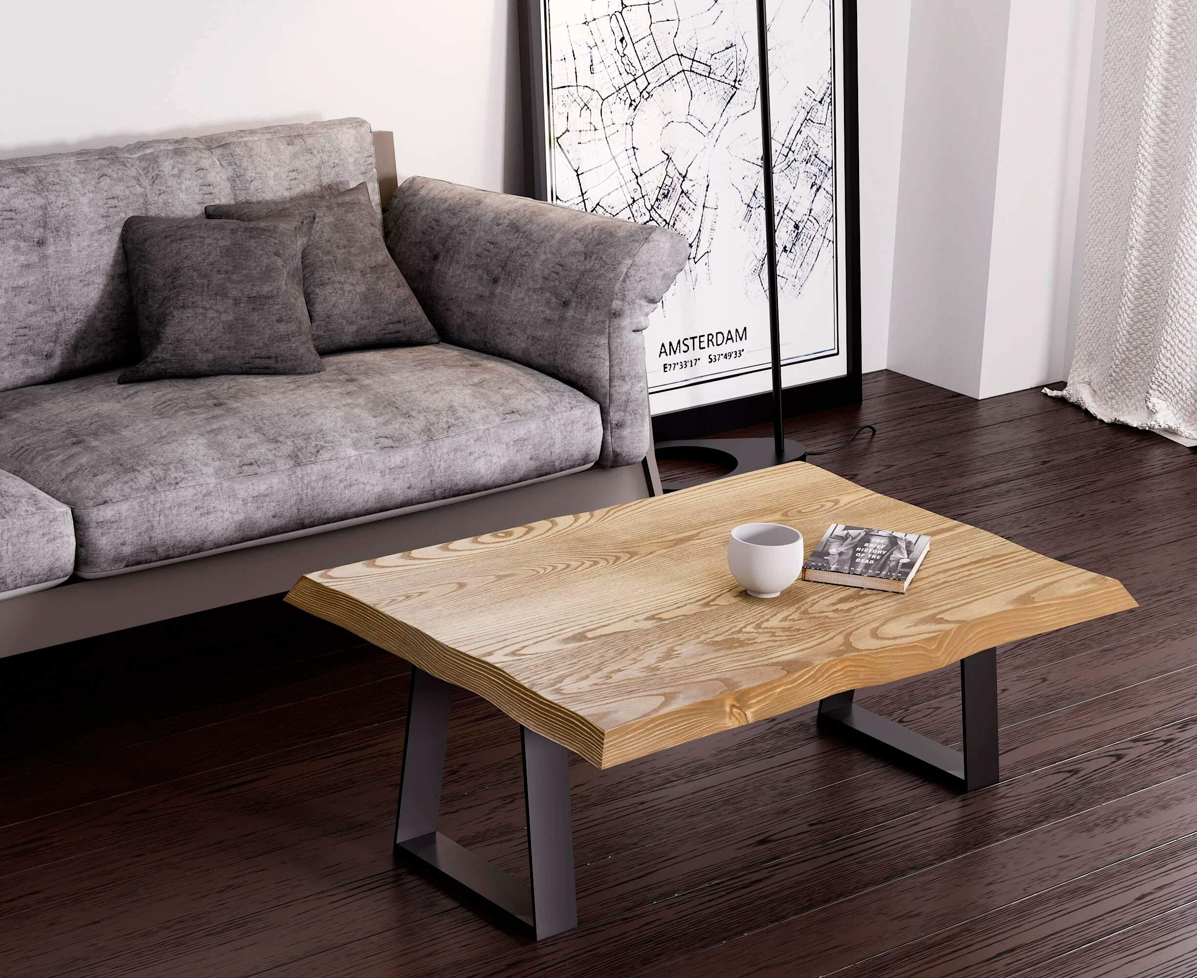 Mesa auxiliar de centro madera de fresno maciza
