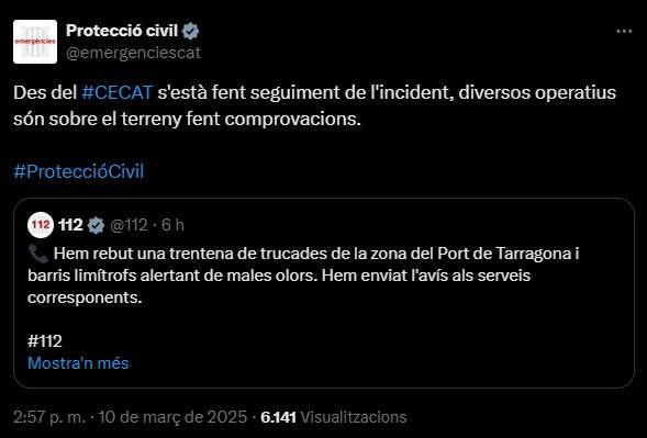 Proteccio Civil males olors Tarragona Proteccio Civil males olors Tarragona