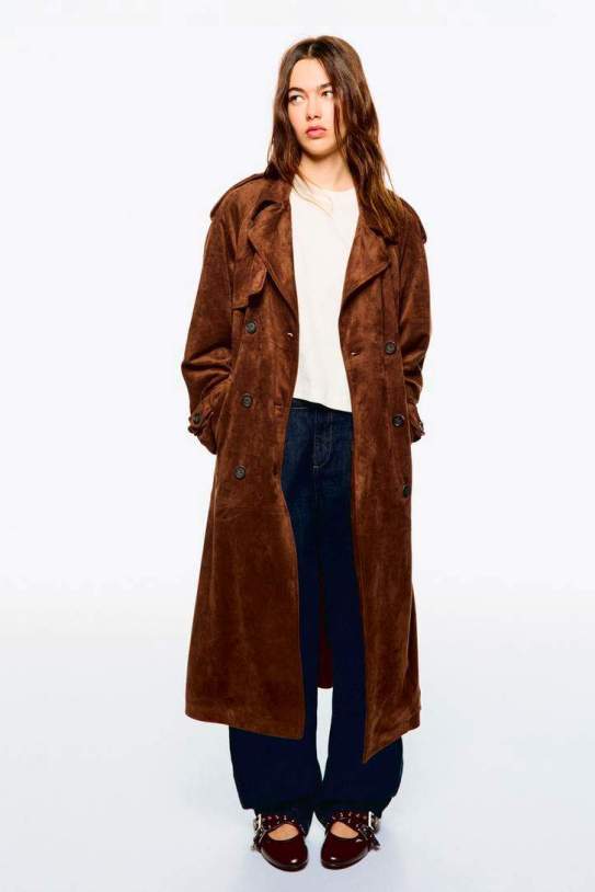 Abrigo trech efecte suede1 Abrigo trech efecte suede1