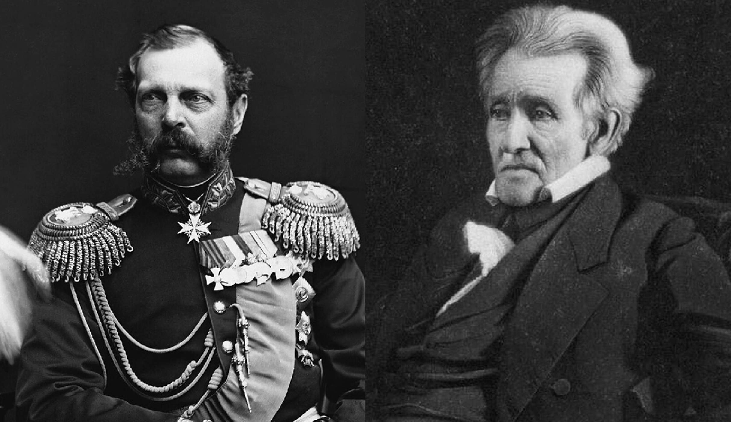 Zar Alejandro II y presidente Andrew Jackson. Font Library of Archives of Canada y Library of Congres of United States Zar Alejandro II y presidente Andrew Jackson. Font Library of Archives of Canada y Library of Congres of United States