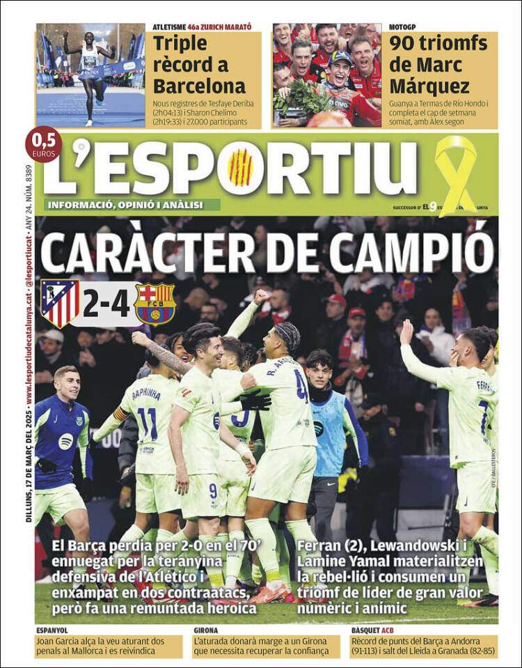L'Esportiu Portada 17 03 2025 L'Esportiu Portada 17 03 2025