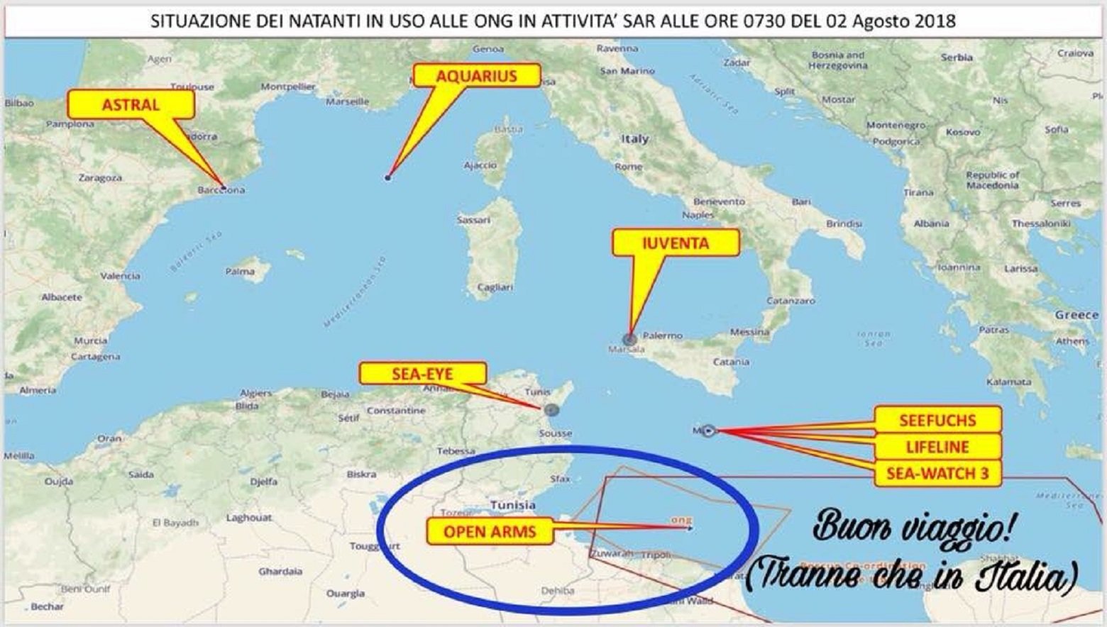 Salvini tanca el port a 87 immigrants i els desitja un "bon viatge"