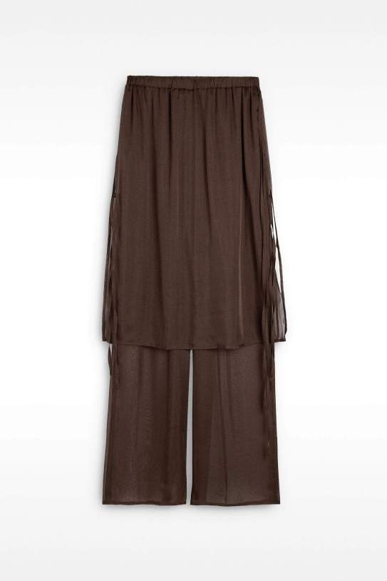 Pantalón de seda con cintura elástica Pantalón de seda con cintura elástica