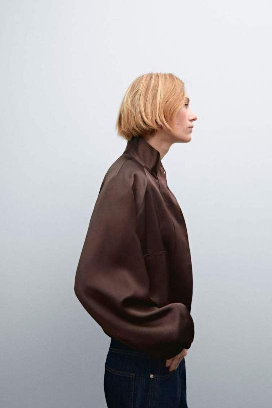 Chaqueta bomber satinada frunces Chaqueta bomber satinada frunces