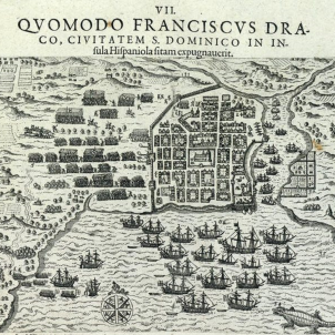 Bartomeu Colom funda la primera capital americana. Plànol de Sant Domingo (1586) Font Biblioteca de la Stanford University. Califòrnia. USA